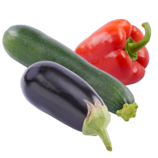 paprika rood, courgette of aubergine